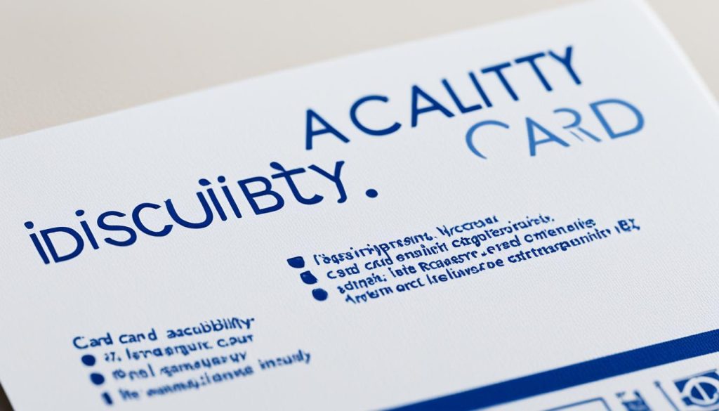 A close, calm view of a disability access card and supporting documents laid out on a desk.